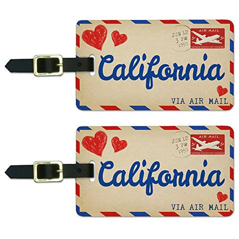 Graphics & More Air Mail Postcard Love For California Luggage Suitcase Carry-On Id Tags, White
