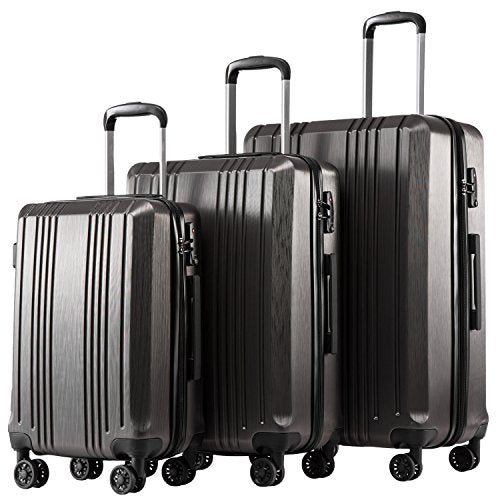 Coolife Luggage Expandable Suitcase PC+ABS 3 Piece Set with TSA Lock ...
