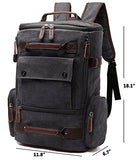 Aidonger Vintage Canvas Backpack Laptop Backpack Weekend Backpack (Black)