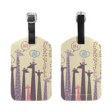 Cooper Girl Cartoon Giraffe Luggage Tag Travel Id Label Leather For Baggage Suitcase 1 Piece