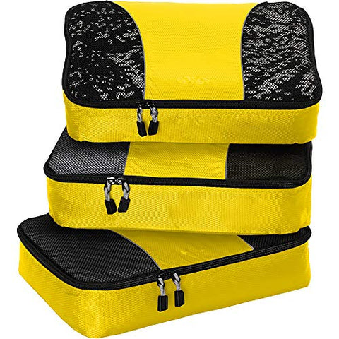 eBags Medium Packing Cubes for Travel - 3pc Set - (Canary)