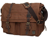 Berchirly Men Outdoor Travel Canvas Messenger Crossbody Bag for 14.7Inch Laptop