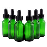 Premium Vials, Green, 1 Ounce, 12, Glass Bottles, with Glass Eye Droppers (12, 1 Ounce)