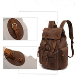 Toebee AUGUR Vintage Canvas Backpack Rucksack Schoolbag Knapsack Camping Hiking Travel Bag-Gray