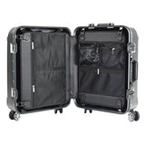 TPRC 20" "Luna Collection" Carry-On Luggage with Sturdy Aluminum Frame, WIDE-BODY, Dual 8-Wheel Spinner System, and TSA Locks, Brushed Black Color Option
