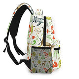 Casual Backpack,Summer Forest Cute Woodland Animals, Tre,Business Daypack Schoolbag For Men Women Teen