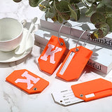 4 Pieces Initial Silicone Luggage Tags for Travel Baggage ID Labels Bag Suitcase Tag with Privacy Name Card and Stainless Steel Loop (Letter K)