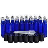 24 Pack,10 Ml Blue Glass Roller Bottle Bottles With Removable Stainless Steel Roller