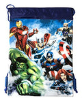 Marvel Avengers Drawstring Backpack Sling Tote School Sport Gym Bag (Gold) (2 Pieces Avenger Blue & Black)