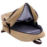 ABage Vintage Canvas Leather Travel Student Laptop Backpack School Bag Bookbag Rucksack, Khaki