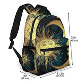 Multi leisure backpack,Boho Chic Art Golden Sun Moon And Stars Over, travel sports School bag for adult youth College Students