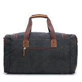 BLUBOON Travel Duffel Bag Canvas Weekender Overnight Carry-on Luggage with Genuine Leather Trim for