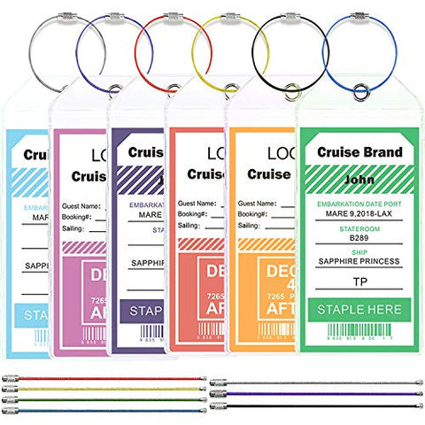 Cruise Tags Wide Luggage Tags Etag Holders Zip Seal & Steel Loops (6 tags)