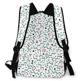 Multifunctional Casual Backpack,Back To The 80's Eighties, Funky Memphis Pattern Design,Adult Teens College Double Shoulder Pack Travel Sports Bag Computer Notebooks