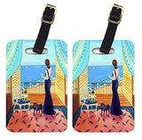 Caroline'S Treasures 7133Bt Lady With Her Pug Luggage Tags Pair Of 2, Large, Multicolor