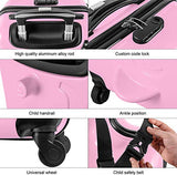 Pink Suitcase kid suitcase kid luggage kid travel Fashionable appearance Rideable Funny suitcase Add fun to the journey kid gift 24in Recommended age 2-12 years old Girl suitcase