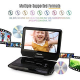TENKER 11" Portable DVD Player with 9.5" Swivel Screen, Built-in Rechargeable Battery and SD Card Slot & USB Port [Upgraded Version]