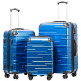 Coolife Luggage Expandable Suitcase 3 Piece Set with TSA Lock Spinner 20in24in28in (blue)