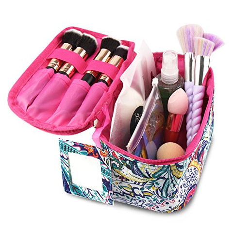 Zodaca Compact Small Cosmetic Bag, Multi-Color Paisley