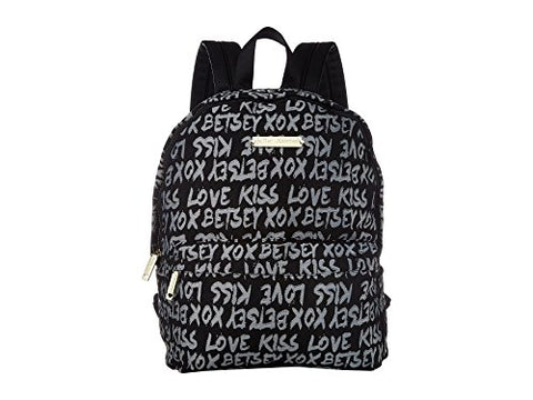 Betsey Johnson Women's Jacquard Logo Backpack Black One Size