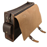 Polare 17'' Mens Full Grain Leather Laptop Briefcase Business Messenger Bag Satchel