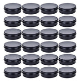 TMO 4 oz. Aluminum Tins Container 24 Pack Round Screw Lid Containers Jars Metal Storage Tin Jars Aluminum Tin Cans Food Tins Travel Tins,Black