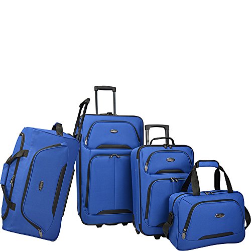 U.S. Traveler Vineyard 4-Piece Softside Luggage Set (Blue)