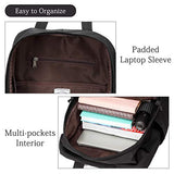 School Backpack for Men and Women,VASCHY Unisex Vintage Water Resistant Casual Daypack Rucksack Bookbag for College Fits 15inch Laptop Black