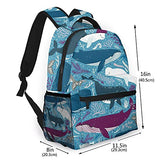 Multi leisure backpack,Sea Whales Dolphins Octopus Jellyfish Starfis, travel sports School bag for adult youth College Students