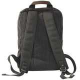 Stylish Washed Canvas Backpack W/Leather Trim, 0830 Black