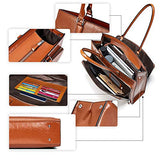 BOSTANTEN Women Leather Briefcase Vintage Shoulder 15.6" Laptop Tote Handbags Brown