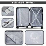 Coolife Luggage 3 Piece Set Suitcase Spinner Hardshell Lightweight (Navy2)