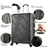 4PC Luggage Sets, ABS Hardshell Luggage Set Lightweight Hard Shell Travel Suitcases w/Spinner Wheels Free Suitcase Cover(18 20 24 28Inch) (Black)