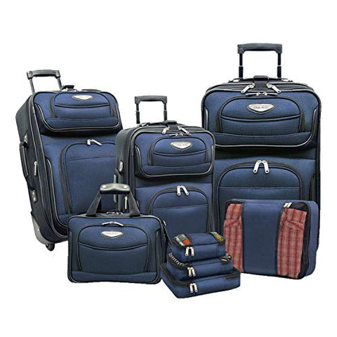 Travel Select Amsterdam Expandable Rolling Upright Luggage, Navy, 8-Piece Set