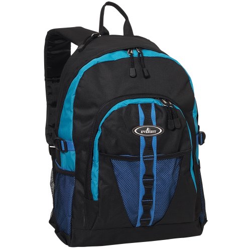 Everest Luggage Backpack With Dual Mesh Pocket, Royal Blue/Blue/Black, Royal Blue/Blue/Black, One