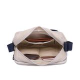Men's Crossbody Bag, Oil Wax Canvas with Head Layer Cowhide Casual Wear-resistant Waterproof Canvas Bag Men's Shoulder Crossbody Bag, Beige