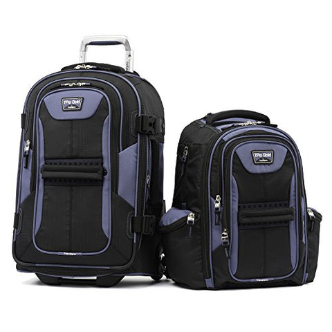 Tpro Bold 2.0 2 Piece Set (22 Inch Expandable Rollaboard + Computer Backpack), Black/Navy