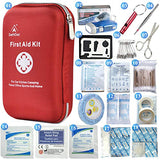 DeftGet First Aid Kit - 163 Piece Waterproof Portable Essential Injuries & Red Cross Medical Emergency Equipment Kits : for Car Kitchen Camping Travel Office Sports and Home