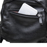 ABage Women's Genuine Leather Backpack Classic Casual School Buckle Flap Backpack, Black1