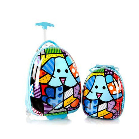 Heys America Britto Egg Shape Kids Luggage Set with Backpack (Multi-Britto Blue Dog)