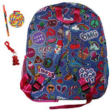 Emoji Denim Patch Large Backpack, Notepad/Pen & Keychain Multi-Pack, Book Bag