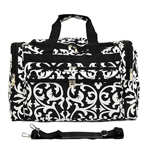 World Traveler Damask 22-Inch Travel Duffle Bag, Black Trim Damask