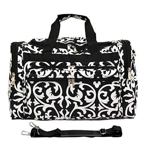 World Traveler Damask 22-Inch Travel Duffle Bag, Black Trim Damask