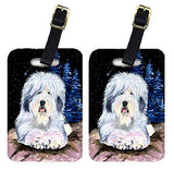 Caroline's Treasures SS8443BT Starry Night Old English Sheepdog Luggage Tags Pair of 2, Large,