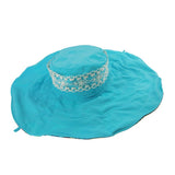 FakeFace Women's Anti-UV Sun Protective Wide Brim Reversible Sun Hat Floppy Fold Beach Hat Cap UPF 50 Blue One Size