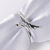 Acxico Silvery Heart Shape and Angel Wing Adjustable Ring