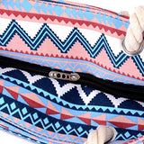 ABage Women's Canvas Tote Aztec Tribal Printed Shopping Travel Beach Shoulder Bag, Blue