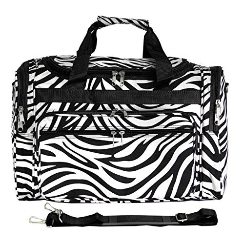 World Traveler Zebra 22-Inch Travel Duffle Bag, Black Trim Zebra