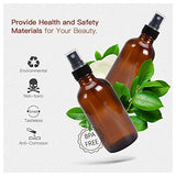 Fine Mist Sprayers 8 Piece 4 oz Amber Glass Bottles ULG Empty Spray Atomizer for Essential Oils Aromatherapy Cosmetic Sprays Including 8 Piece Waterproof DIY Labels