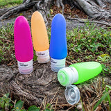 Miami CarryOn TSA Approved Food Grade Silicone Travel Bottle Pair, FDA Approved (Electric Green)